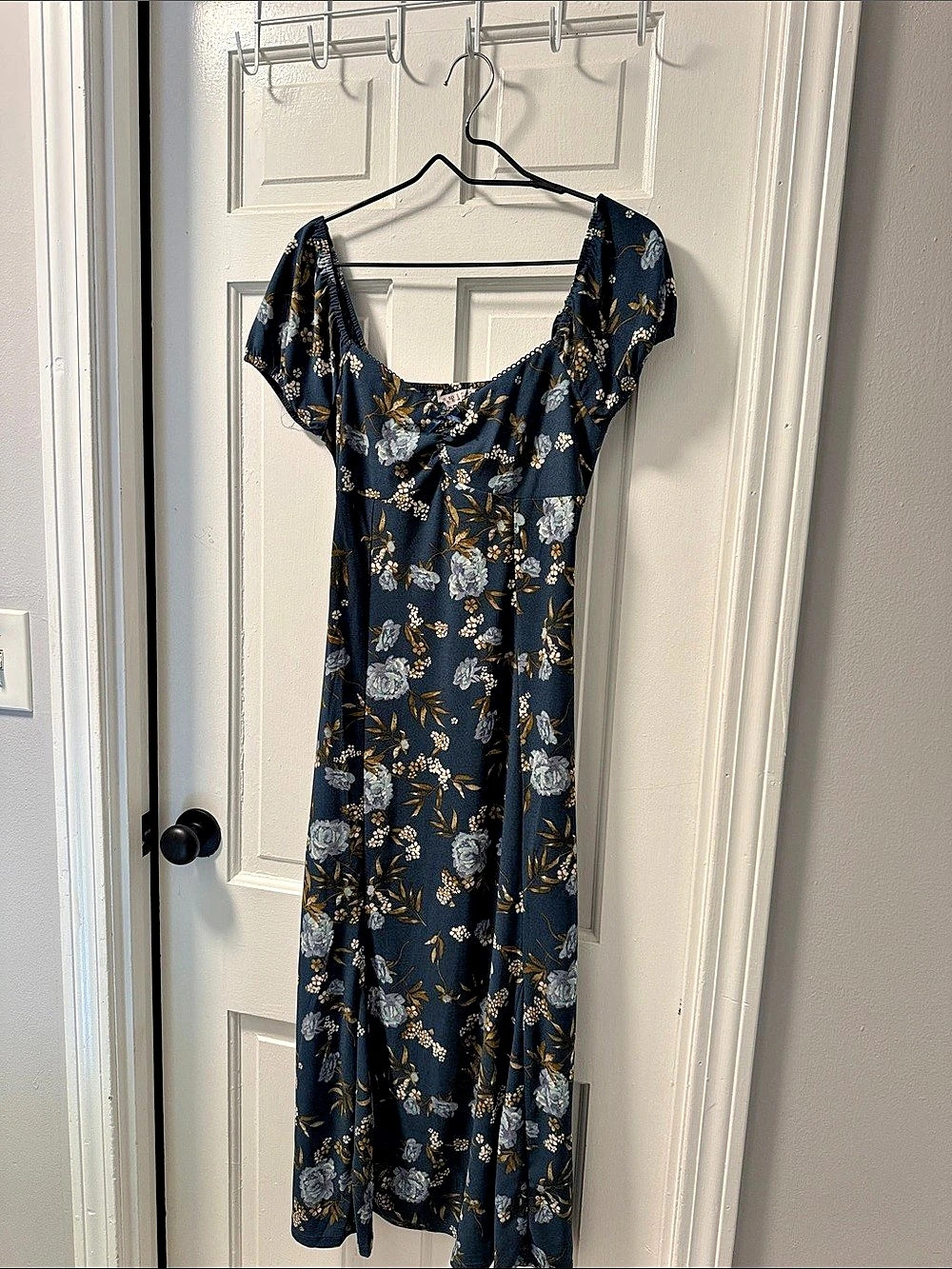 Inspira'd Floral Maxi Dress in Blue & Gold Size XL